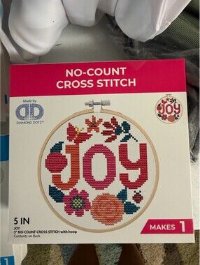 Diamond Dotz No-Count Cross Stitch Kit JOY 5-Inch Hoop